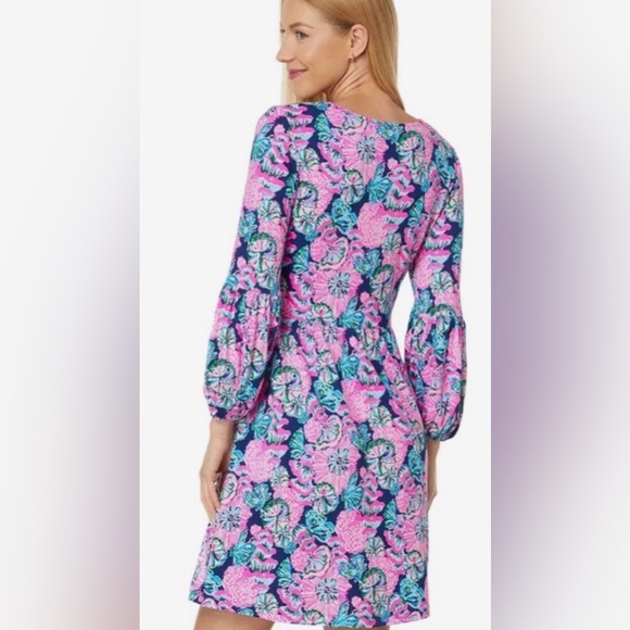 Lilly Pulitzer Auralia Dress, Oyster Bay Navy Shroom With A View print, XS. EUC - Picture 2 of 16